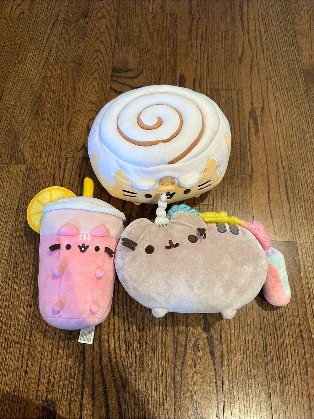 Pusheen Pastel Plush Set - Pink Bubble Tea, Cream Cinnamon Roll & Gray Unicorn